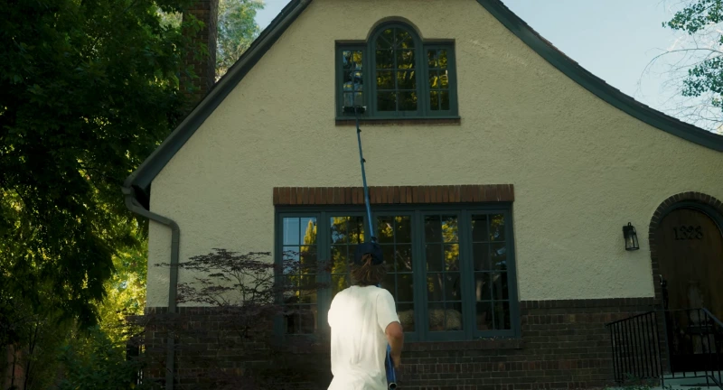 Commercial window cleaning storefront in Portland, OR